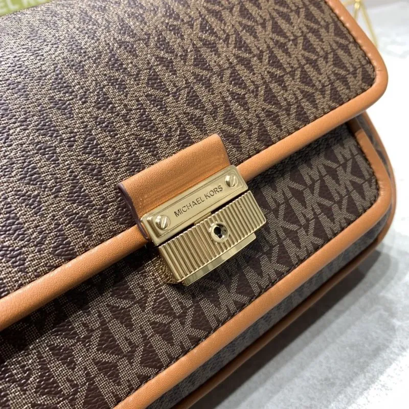Michael Kors Brown Monogram Satchel Crossbody Bag - Image 4
