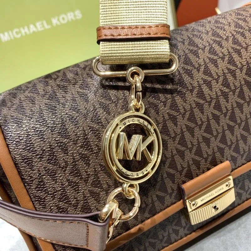 Michael Kors Brown Monogram Satchel Crossbody Bag - Image 5