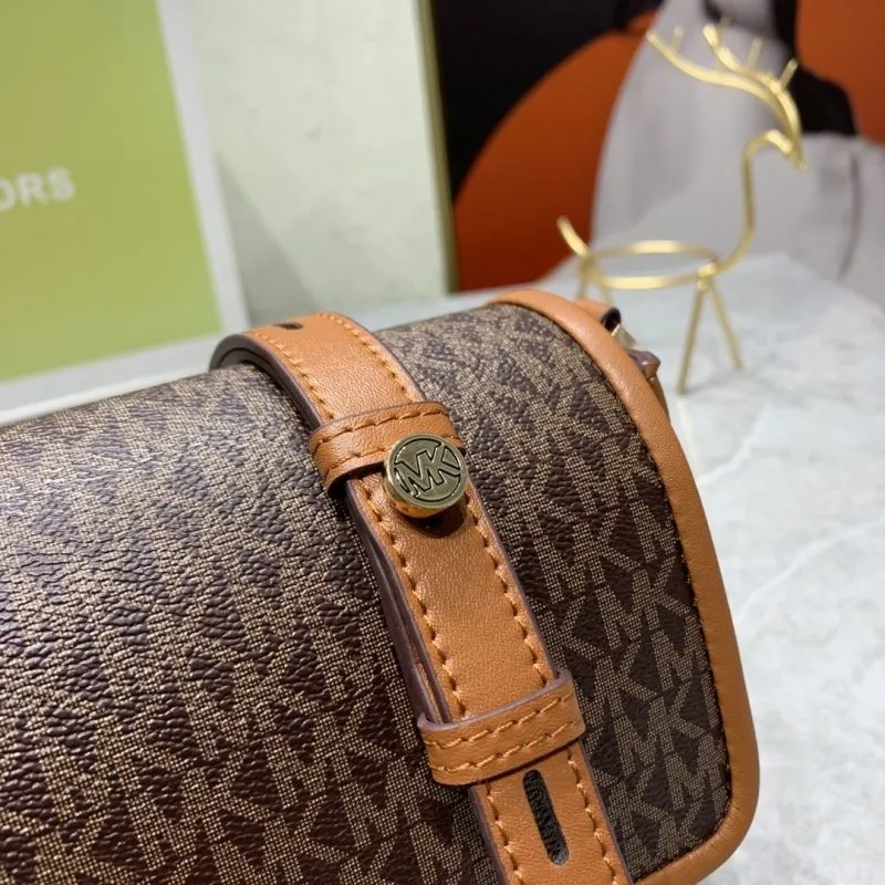 Michael Kors Brown Monogram Satchel Crossbody Bag - Image 6