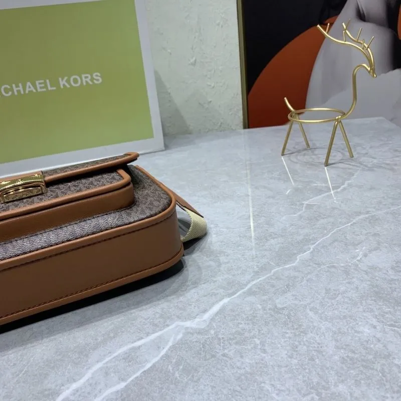 Michael Kors Brown Monogram Satchel Crossbody Bag - Image 7