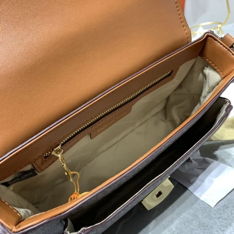 Michael Kors Brown Monogram Satchel Crossbody Bag - Image 8