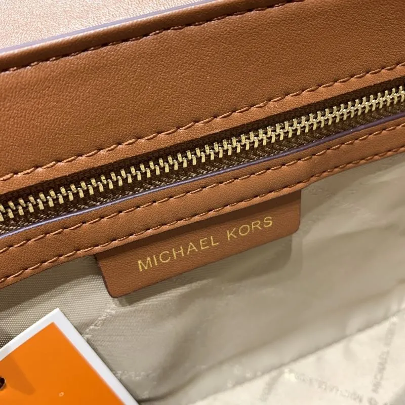 Michael Kors Brown Monogram Satchel Crossbody Bag - Image 9