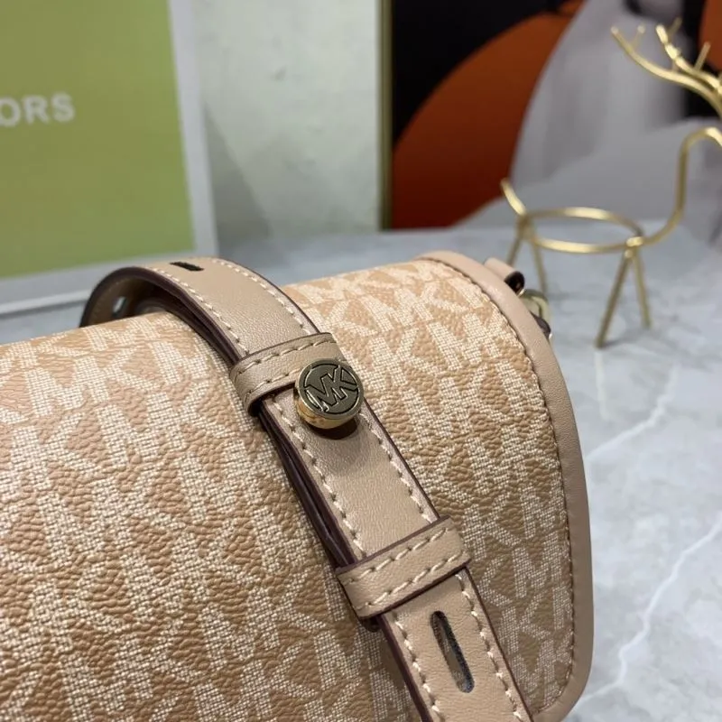 Michael Kors Beige Monogram Crossbody Satchel Bag 24x16x9cm - Image 6