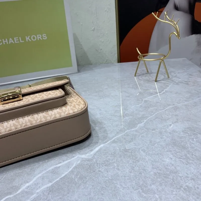 Michael Kors Beige Monogram Crossbody Satchel Bag 24x16x9cm - Image 7