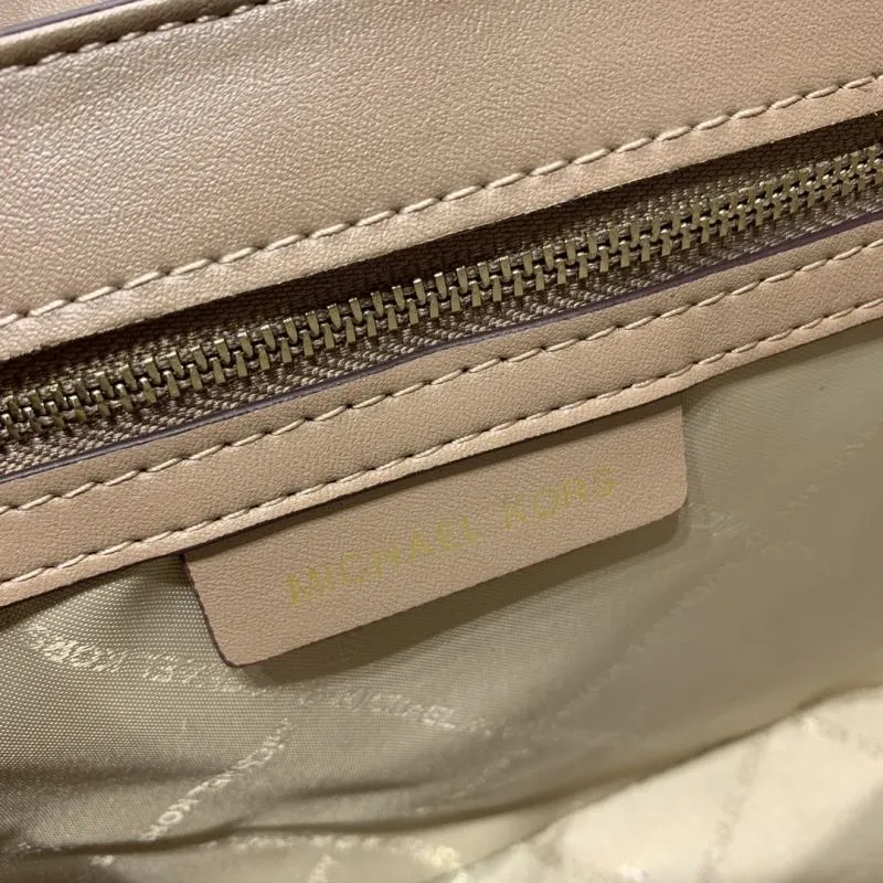 Michael Kors Beige Monogram Crossbody Satchel Bag 24x16x9cm - Image 9