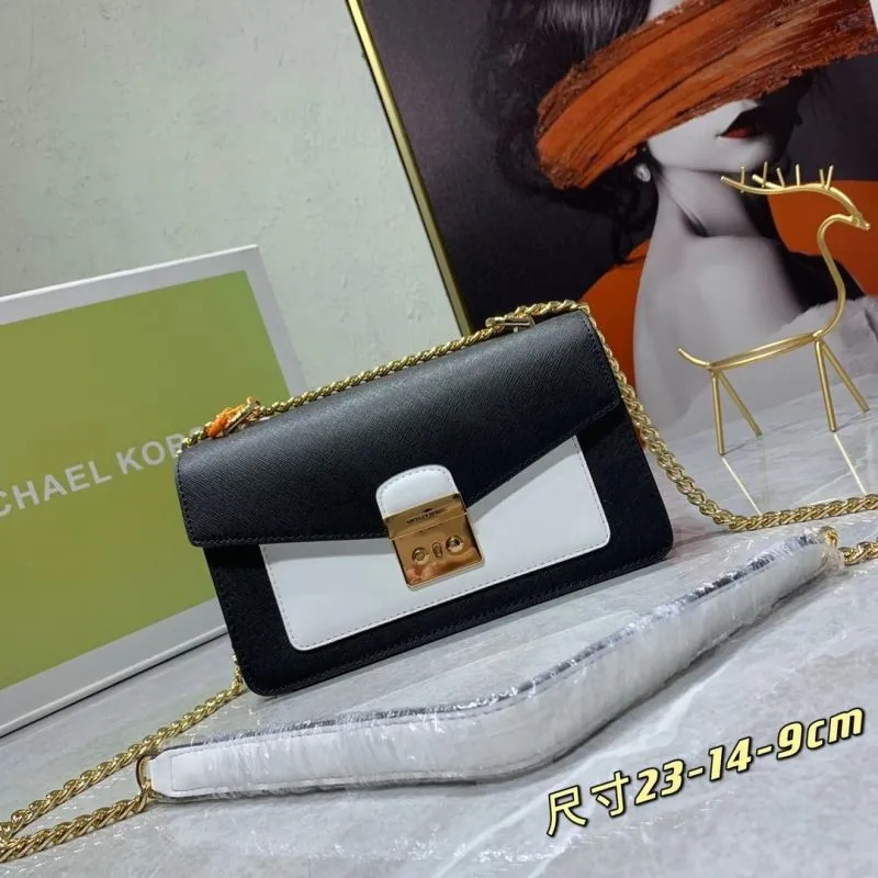 Michael Kors Black White Crossbody Satchel Bag