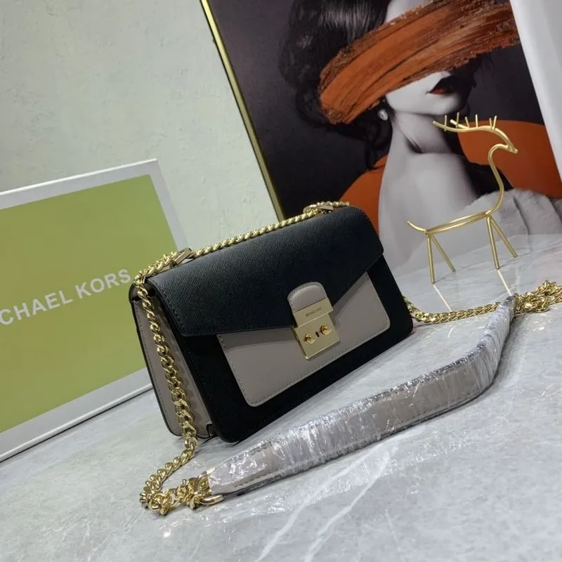 Alternative view of Michael Kors Black Beige Chain Satchel Bag 121