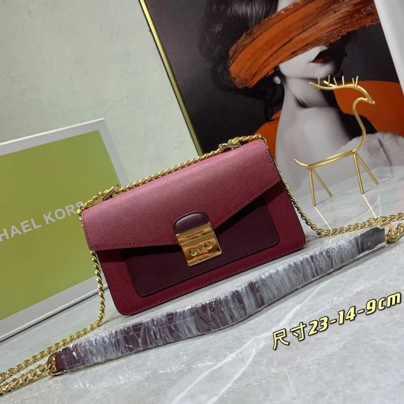 Michael Kors Maroon Chain Satchel Bag 122