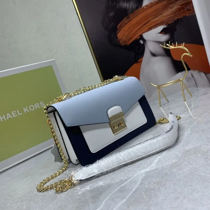 Alternative view of Michael Kors Light Blue Navy White Satchel Crossbody Bag