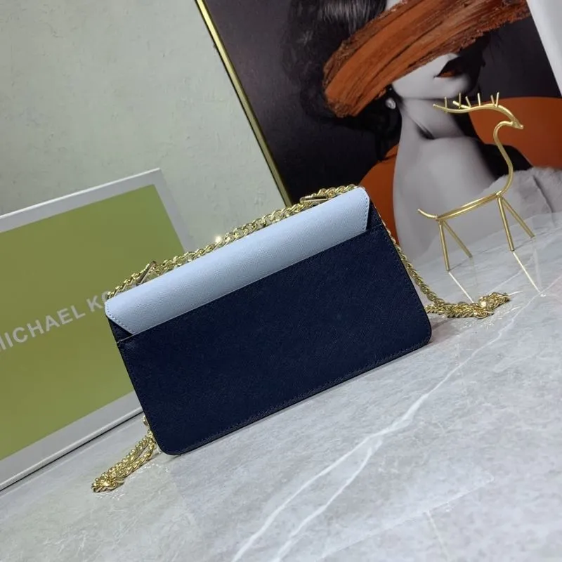 Michael Kors Light Blue Navy White Satchel Crossbody Bag - Image 3