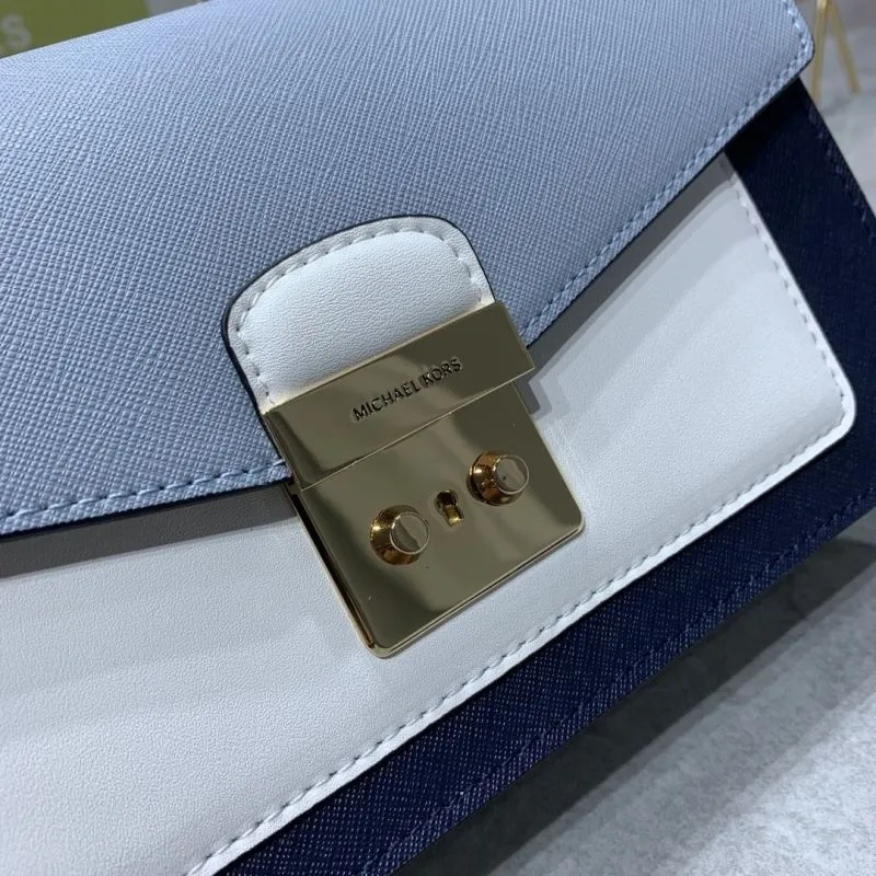 Michael Kors Light Blue Navy White Satchel Crossbody Bag - Image 4