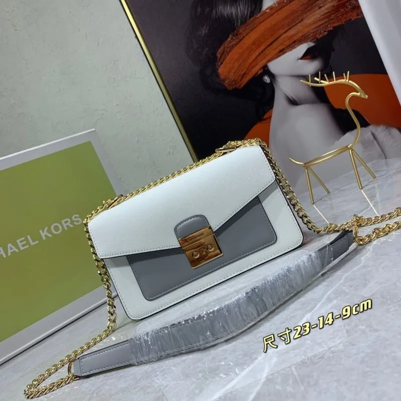 Michael Kors White Gray Crossbody Satchel Bag