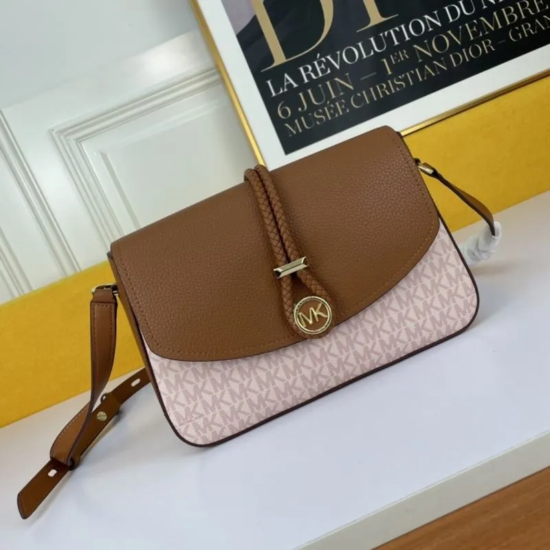 MK Brown Pink Crossbody Satchel Bag 130