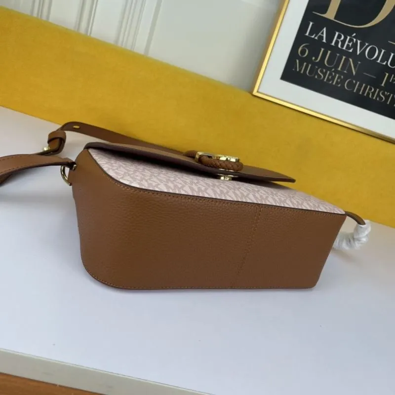 Alternative view of MK Brown Pink Crossbody Satchel Bag 130