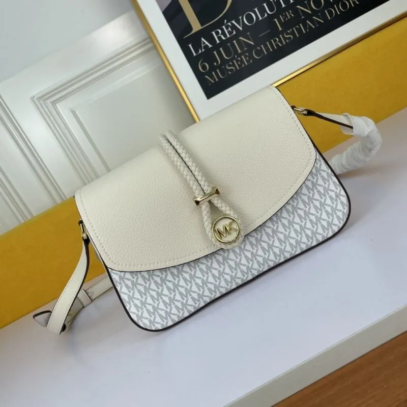 MK Cream Monogram Satchel Crossbody Bag 132