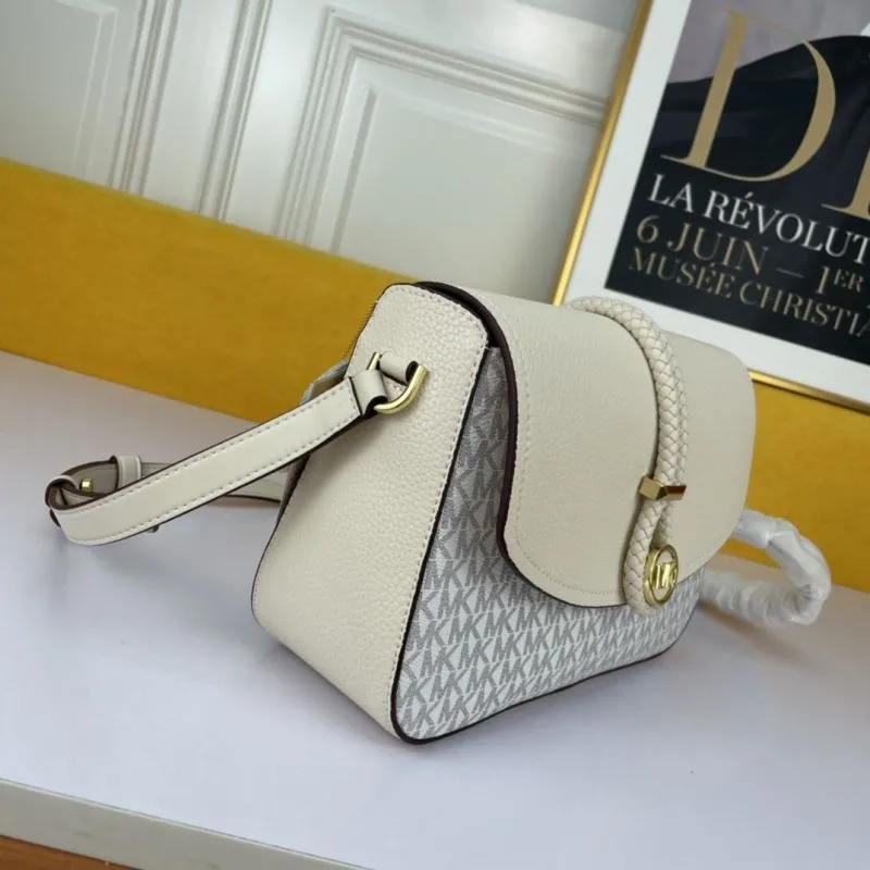 MK Cream Monogram Satchel Crossbody Bag 132 - Image 3