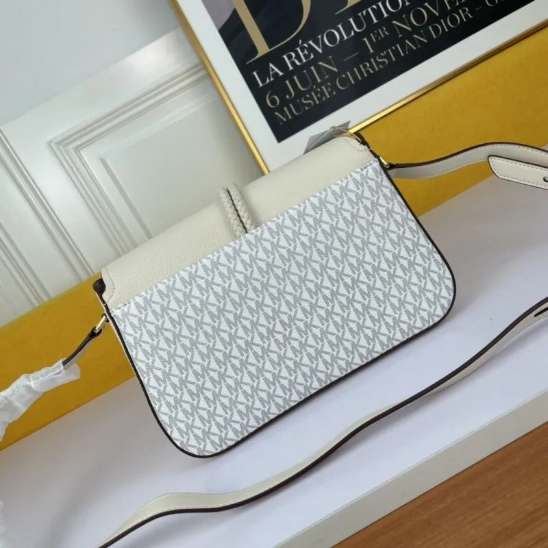 MK Cream Monogram Satchel Crossbody Bag 132 - Image 4