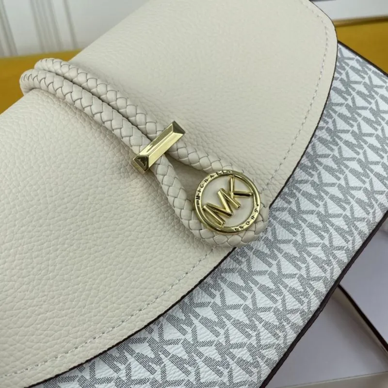 MK Cream Monogram Satchel Crossbody Bag 132 - Image 5