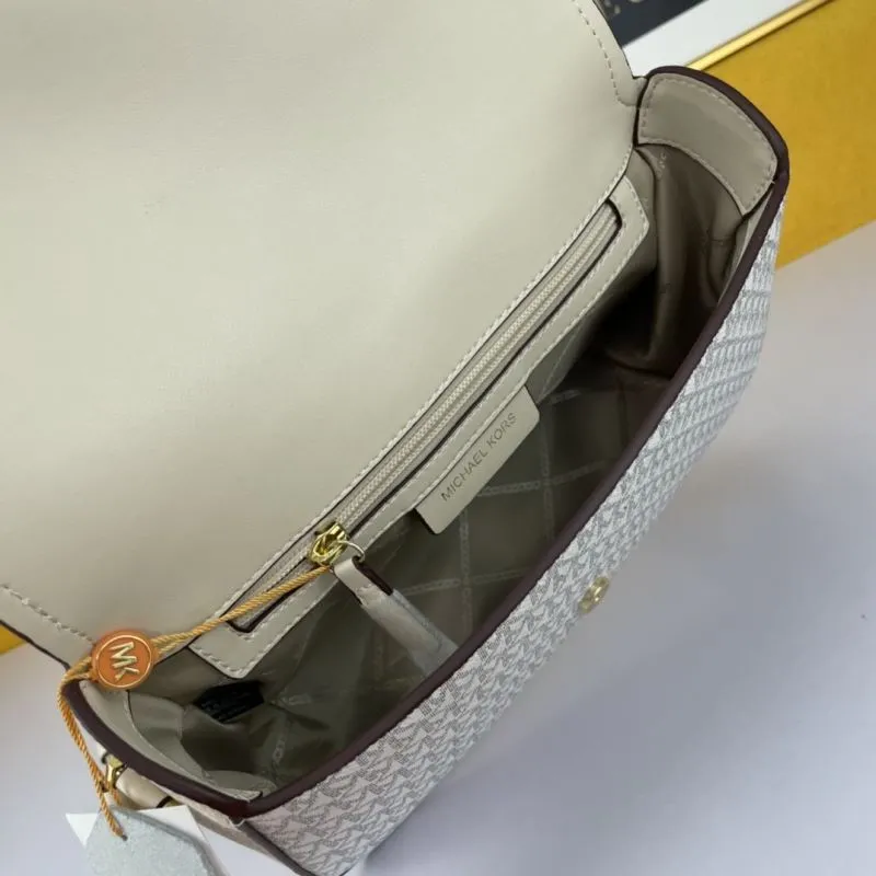 MK Cream Monogram Satchel Crossbody Bag 132 - Image 8
