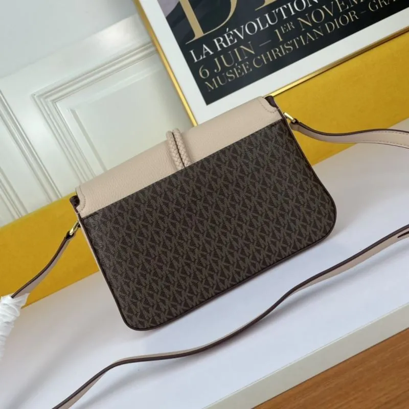 MK Beige Brown Monogram Satchel Bag 133 - Image 4