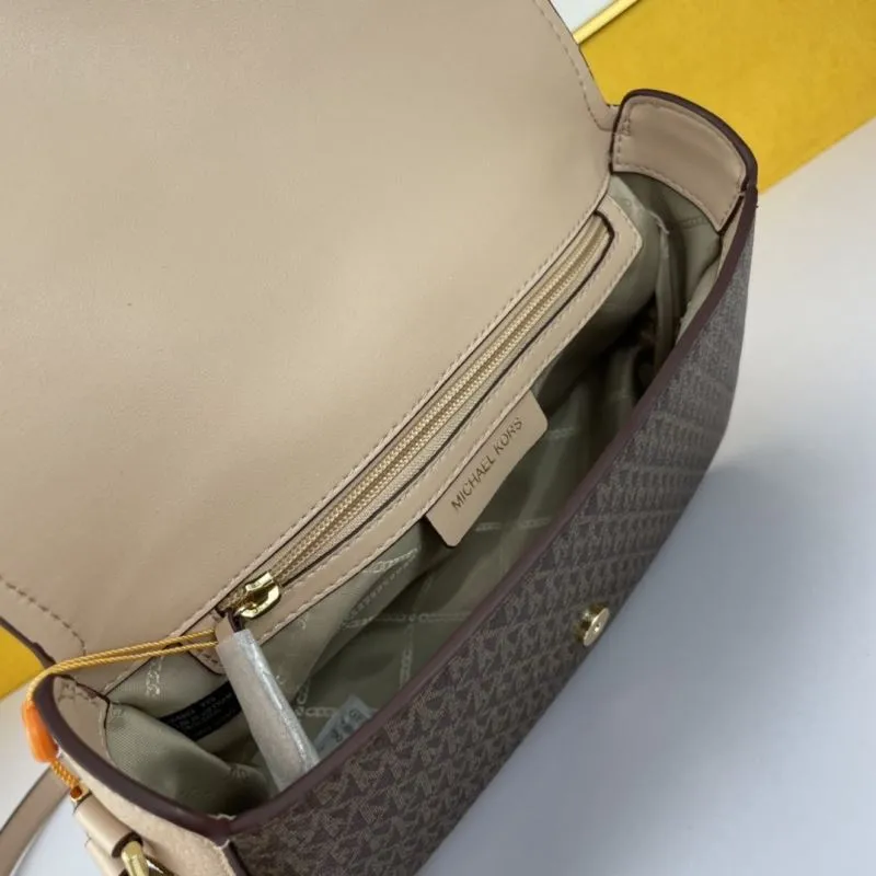 MK Beige Brown Monogram Satchel Bag 133 - Image 7