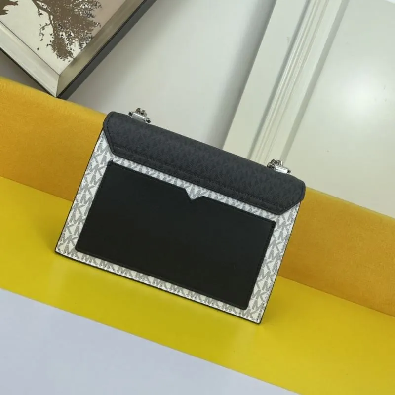 MK Monogram Two-Tone Chain Satchel Crossbody Bag - Image 3