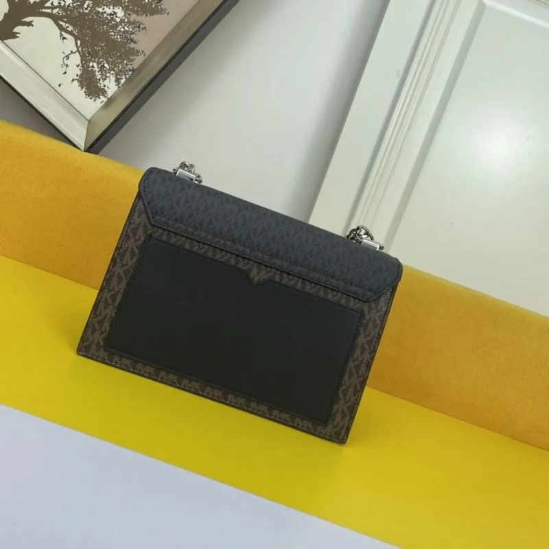 MK Black Beige Monogram Satchel Crossbody Bag - Image 3