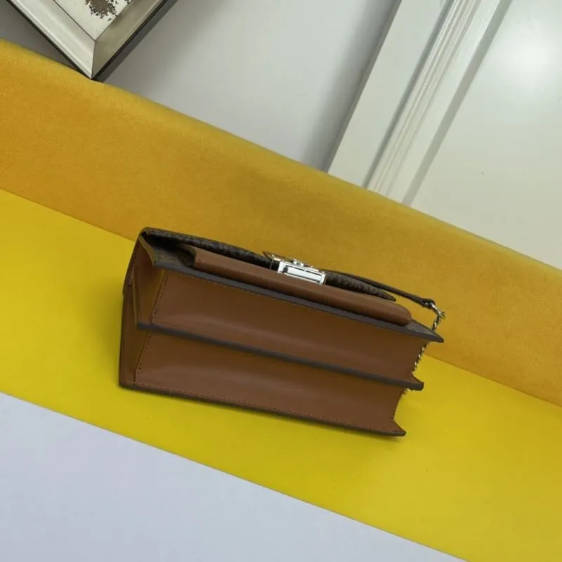 MK 140 Brown Monogram Chain Satchel Bag - Image 5