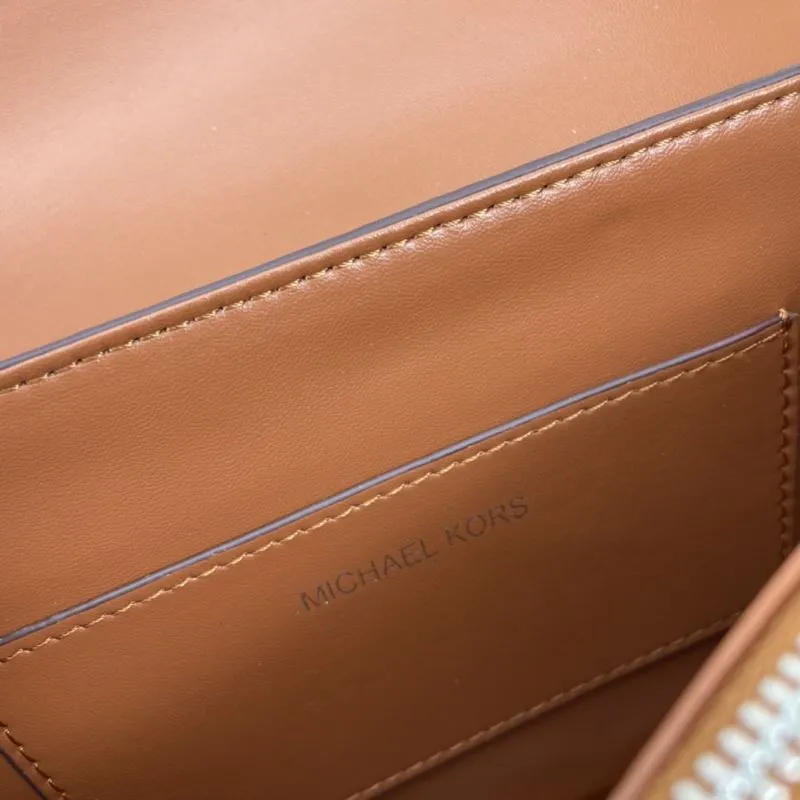 MK 140 Brown Monogram Chain Satchel Bag - Image 8
