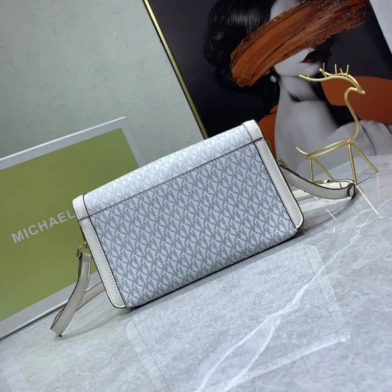 Michael Kors White MK Crossbody Satchel Bag - Image 3
