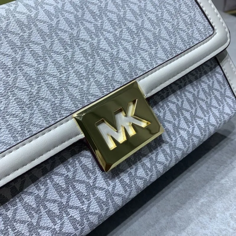 Michael Kors White MK Crossbody Satchel Bag - Image 4