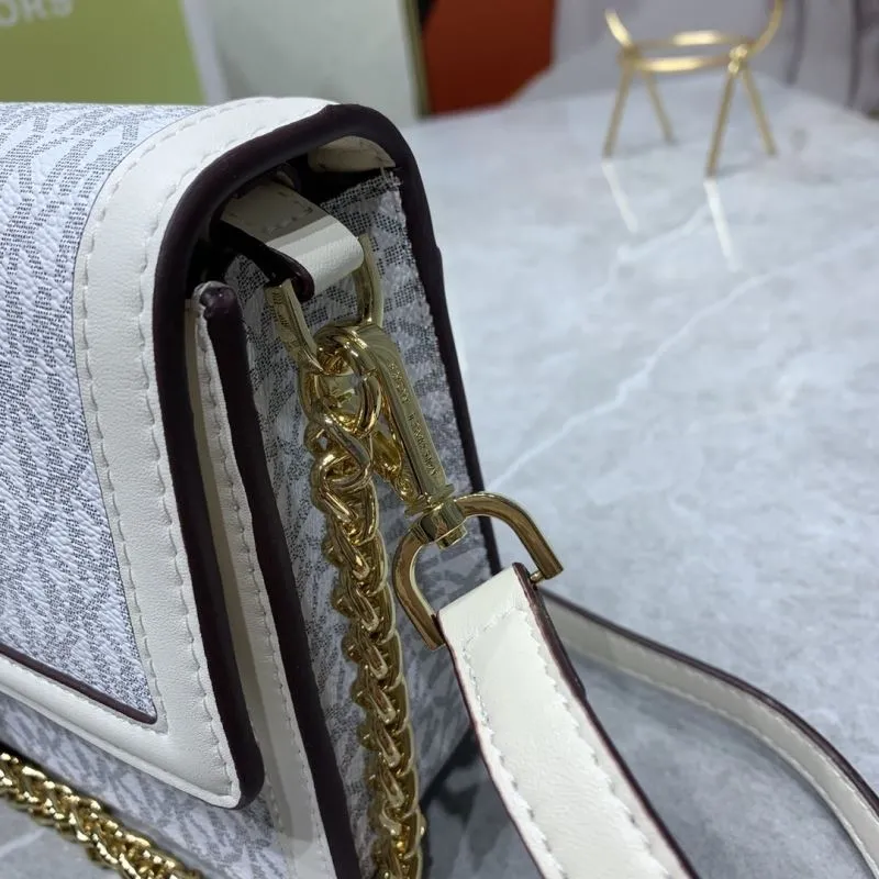 Michael Kors White MK Crossbody Satchel Bag - Image 5