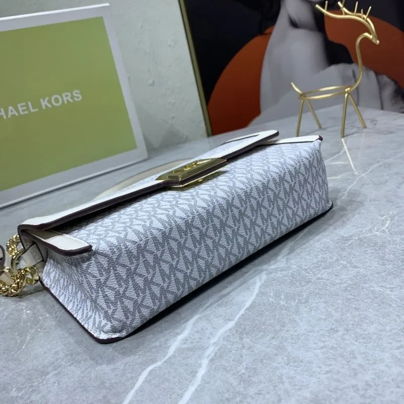 Michael Kors White MK Crossbody Satchel Bag - Image 6
