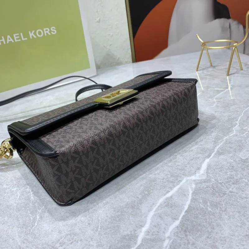 Michael Kors Brown Black Crossbody Satchel Bag 26-15-7cm - Image 6