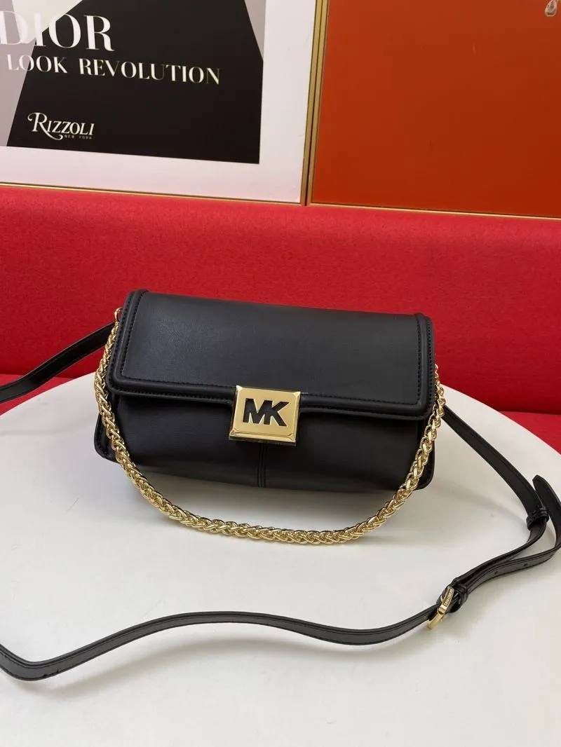MK Black Leather Crossbody Satchel Bag 164