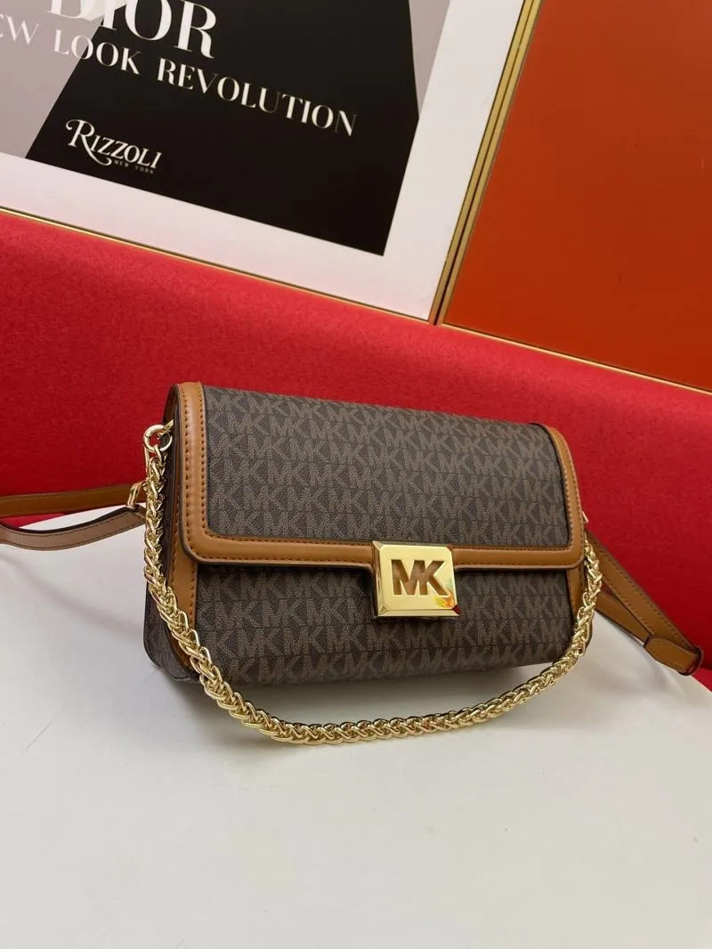 Alternative view of MK Monogram Brown Crossbody Satchel Bag