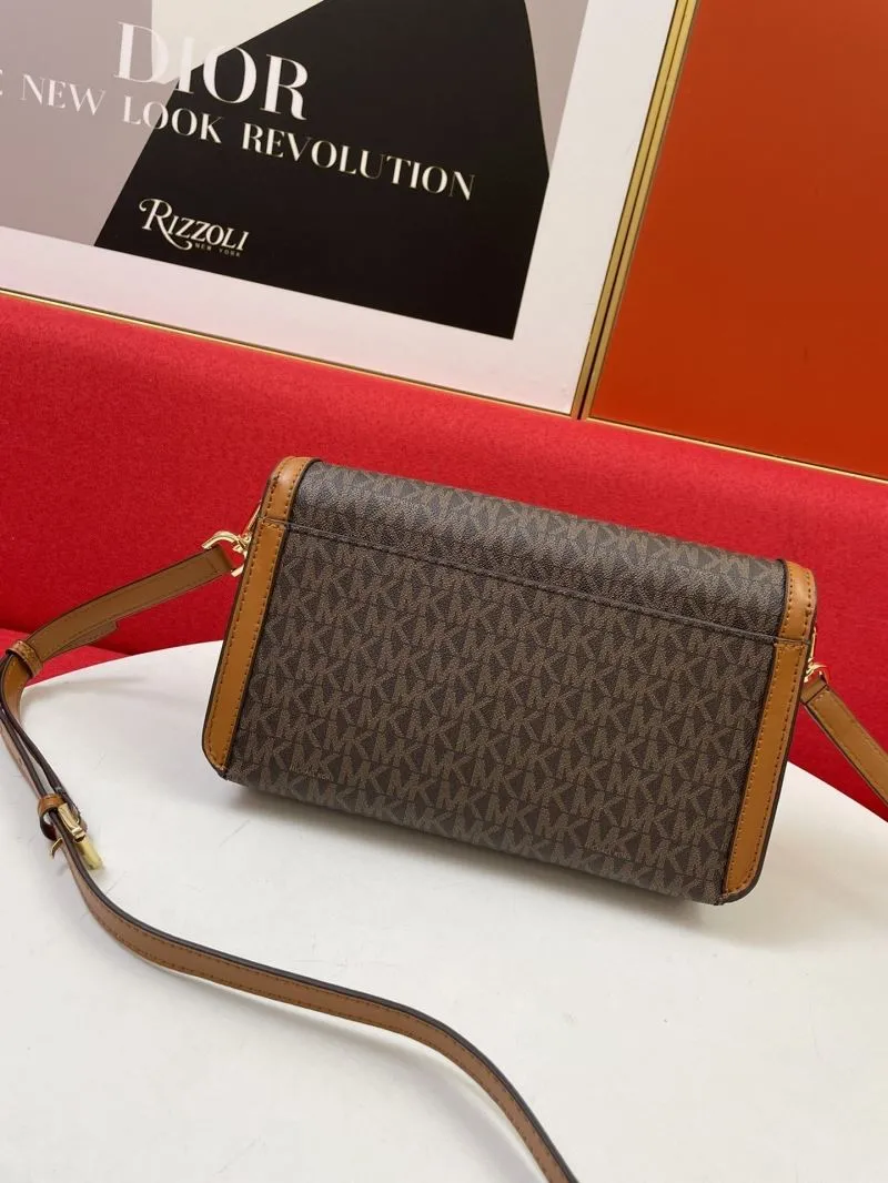 MK Monogram Brown Crossbody Satchel Bag - Image 3