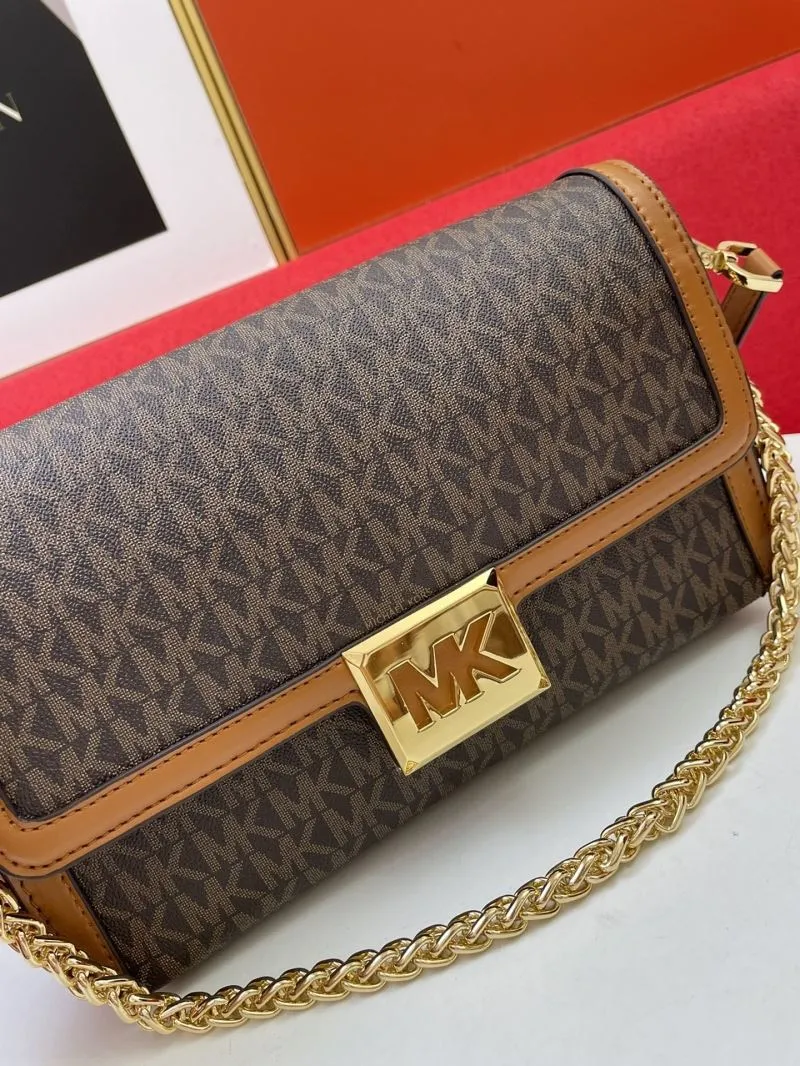 MK Monogram Brown Crossbody Satchel Bag - Image 4