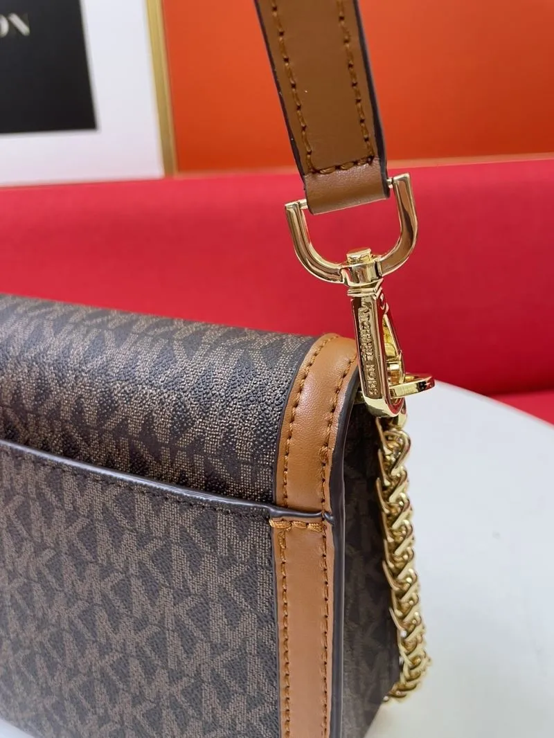 MK Monogram Brown Crossbody Satchel Bag - Image 6