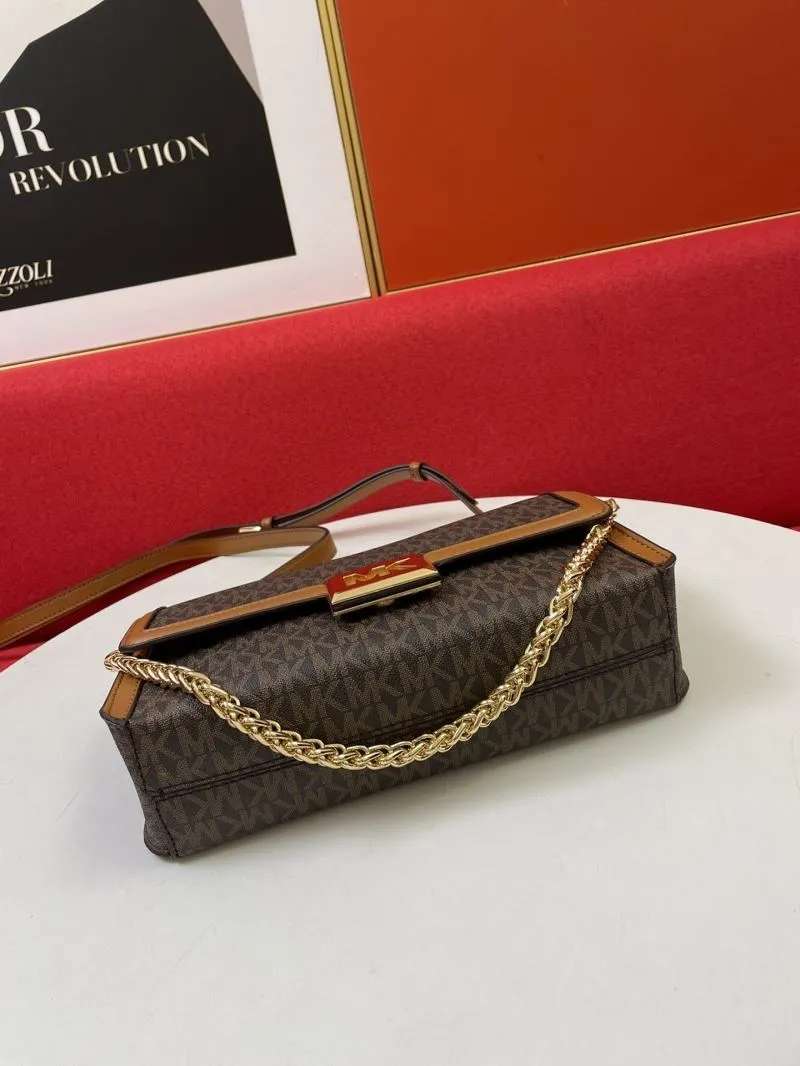 MK Monogram Brown Crossbody Satchel Bag - Image 7