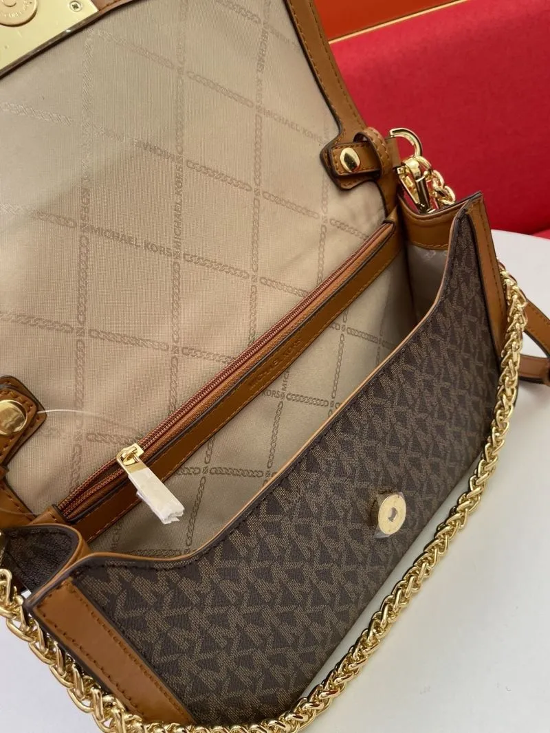 MK Monogram Brown Crossbody Satchel Bag - Image 8