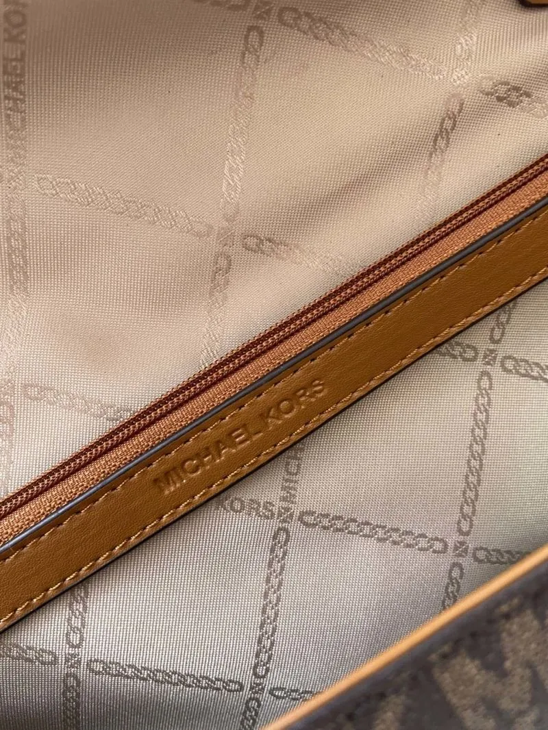 MK Monogram Brown Crossbody Satchel Bag - Image 9