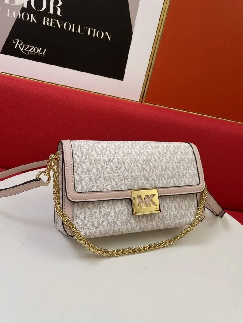 Alternative view of Michael Kors MK Monogram Crossbody Satchel Bag Light Pink White 166