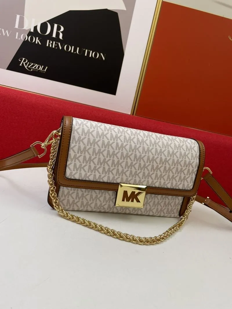 Alternative view of Michael Kors White Brown Monogram Satchel Crossbody Bag