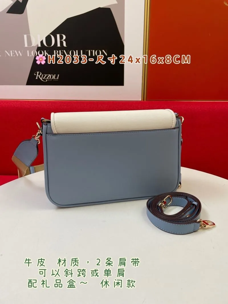 Alternative view of MK Leather Satchel Bag White Light Blue H2033
