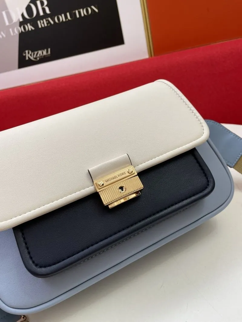 MK Leather Satchel Bag White Light Blue H2033 - Image 4
