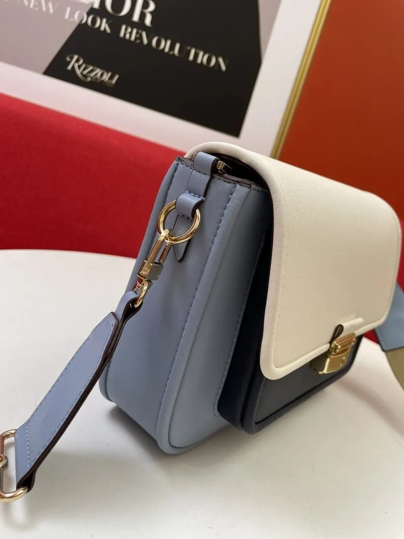 MK Leather Satchel Bag White Light Blue H2033 - Image 7