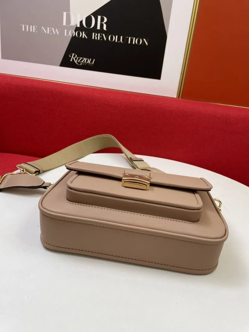 MK Beige Leather Crossbody Satchel Bag H2033 24x16x8CM - Image 6