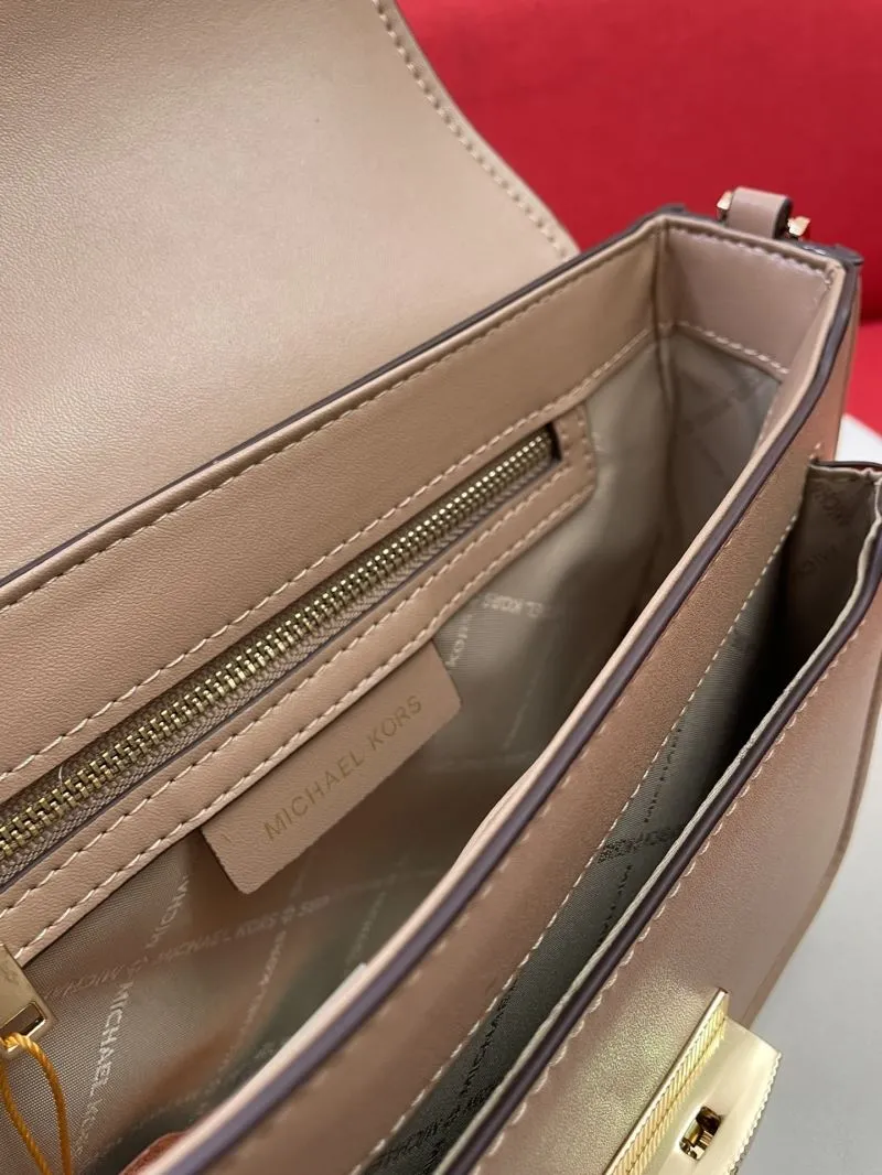 MK Beige Leather Crossbody Satchel Bag H2033 24x16x8CM - Image 9