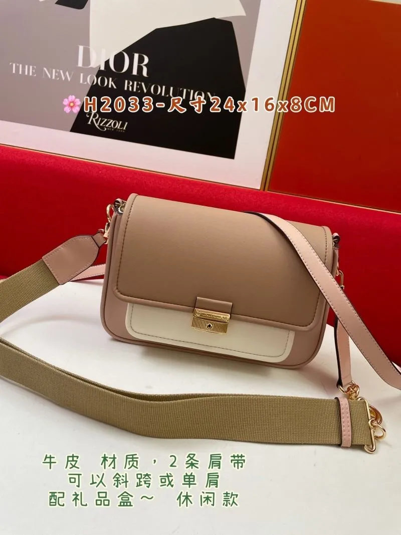 MK H2033 Nude Leather Crossbody Satchel Bag 24x16x8CM - Image 3